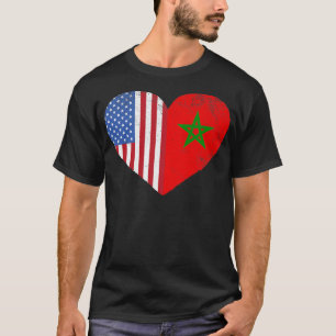 Marokkanisch Amerikanische Flagge Herz Marokko USA T-Shirt