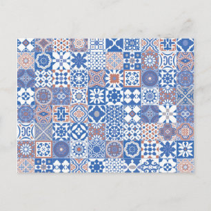 marokkanisch-blau, braun postkarte