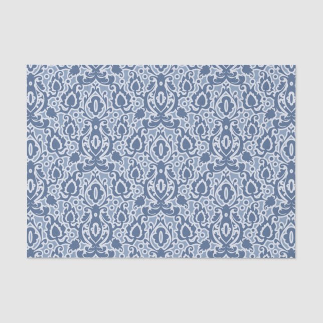 Marokkanisch Blue Gray Casbah Damask Seidenpapier (Vorderseite)