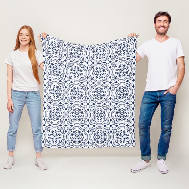 marokkanisch geometrisch fett blau dekorativ fleecedecke (Beispiel)