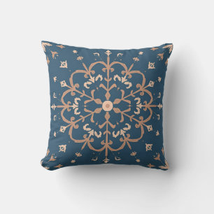 marokkanisch Inspiriertes Blau- und Tan-Medallion  Kissen