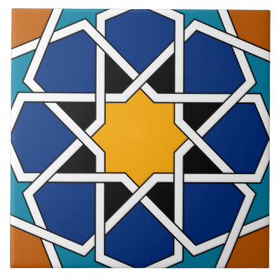Marokkanisch Spanisches geometrisches Muster Blau Fliese