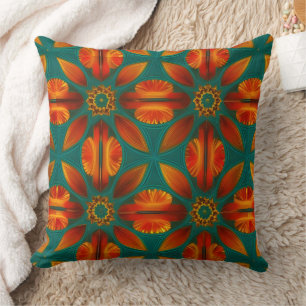 Marokkanisch stilisierte goldene rote orange teal  kissen