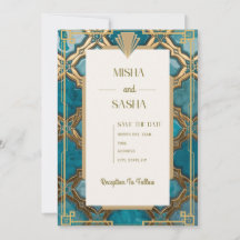 Marokkanische Art Deco Hochzeitseinladung