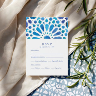 Marokkanische Blaue Fliesen Mahlzeit Auswahl RSVP Karte
