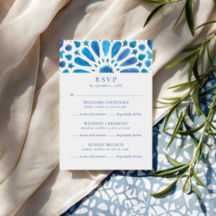 Marokkanische Blaue Fliesen Vielseitige Hochzeit RSVP Karte
