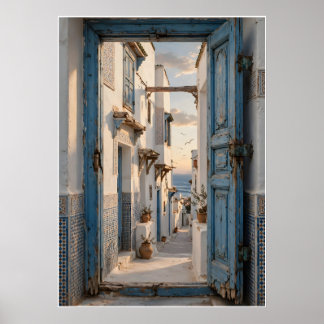 Marokkanische Blaue Gasse Poster