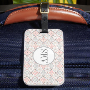 Marokkanische Blume Monogram Personalisiert Gepäckanhänger