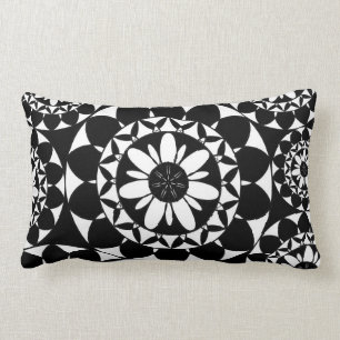 Marokkanische Blume Tile Design Schwarz-Weiß Lendenkissen