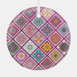 Marokkanische Boheme-Mandala-Fliesen Ornament Aus Glas