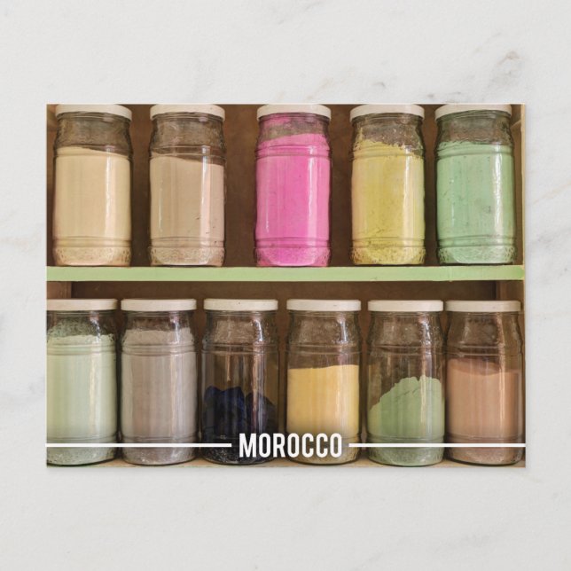 Marokkanische Farbpigmente in den Souks von Marrak Postkarte (Vorderseite)