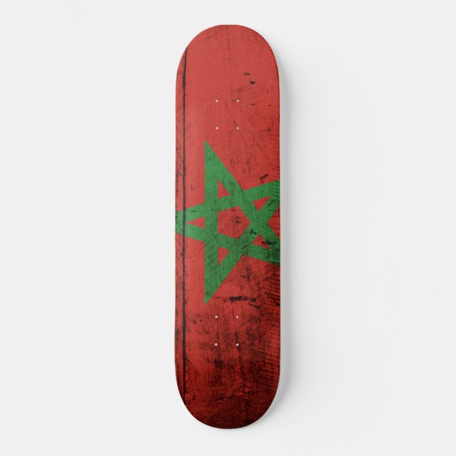 Marokkanische Flagge für altes Holzkörnchen Skateboard (Vorderseite)