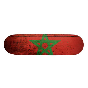 Marokkanische Flagge für altes Holzkörnchen Skateboard