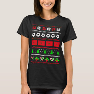 Marokkanische Flagge Fußball Ugly Weihnachtskraut T-Shirt
