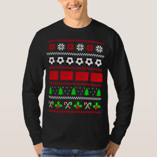 Marokkanische Flagge Fußball Ugly Weihnachtskraut T-Shirt