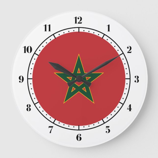 marokkanische Flagge Große Wanduhr (Vorderseite)