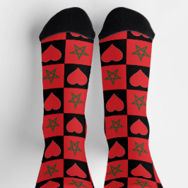 Marokkanische Flagge Herzmuster Marokko Nationalst Socken