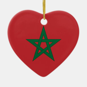 Marokkanische Flagge Herzverzierung Keramik Ornament