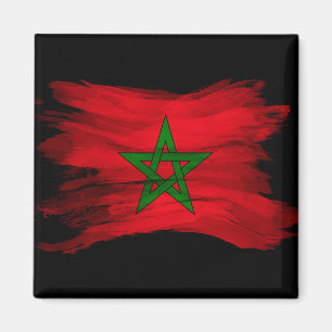 Marokkanische Flagge - Pinselstrich Magnet