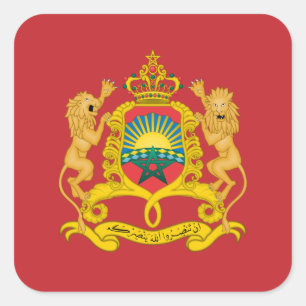 Marokkanische Flagge und Wappen, Flagge Marokkos Quadratischer Aufkleber
