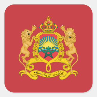 Marokkanische Flagge und Wappen, Flagge Marokkos Quadratischer Aufkleber