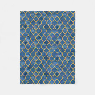 Marokkanische Fliese - Denim Fleecedecke