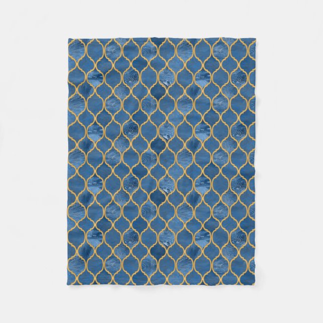 Marokkanische Fliese - Denim Fleecedecke (Vorderseite)