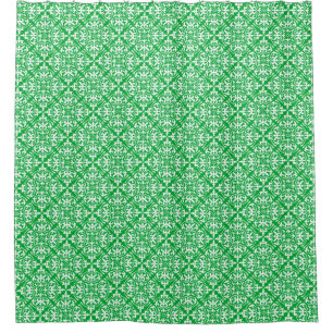 Marokkanische Fliese - Jadegrün und -WEISS Duschvorhang
