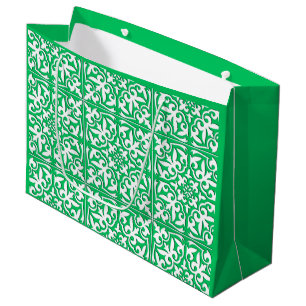 Marokkanische Fliese - Jadegrün und -WEISS Große Geschenktüte