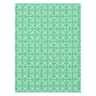 Marokkanische Fliese - Jadegrün und -WEISS Tischdecke