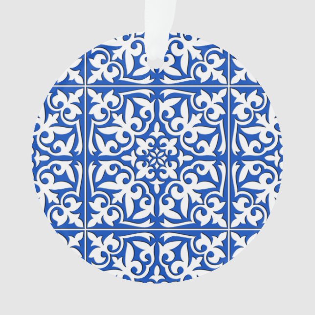 Marokkanische Fliese - Kobaltblau und -WEISS Ornament (Vorderseite)