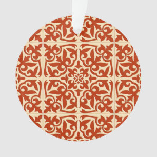 Marokkanische Fliese - Korallenorange und Pfirsich Ornament