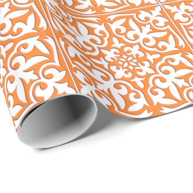Marokkanische Fliese - korallenrotes Orange und Geschenkpapier (Rolleneckpunkt)