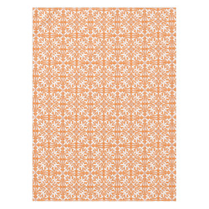 Marokkanische Fliese - korallenrotes Orange und Tischdecke