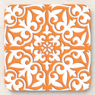 Marokkanische Fliese - korallenrotes Orange und Untersetzer