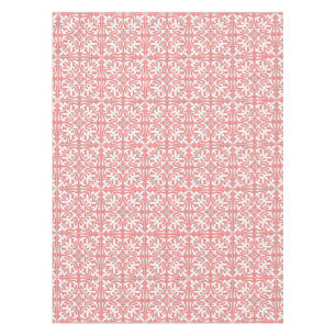 Marokkanische Fliese - korallenrotes rosa und Wei Tischdecke