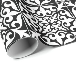 Marokkanische Fliese - Schwarzes mit weißem Geschenkpapier