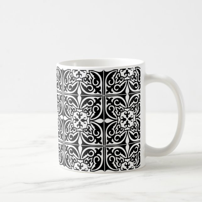 Marokkanische Fliese - Schwarzes mit weißem Kaffeetasse (Rechts)