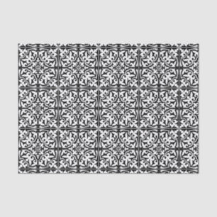 Marokkanische Fliese - Schwarzes mit weißem Seidenpapier