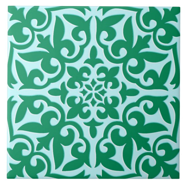 Marokkanische Fliese - Türkis und Aqua (Vorderseite)