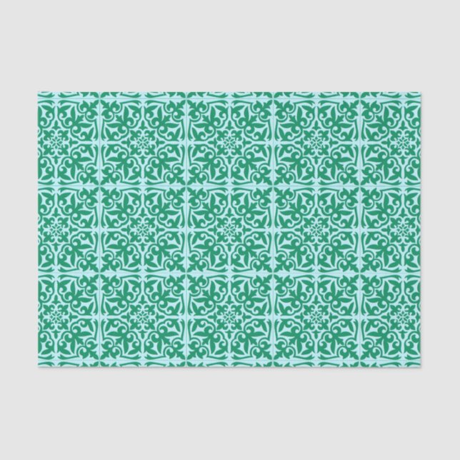 Marokkanische Fliese - Türkis und Aqua Seidenpapier (Vorderseite)