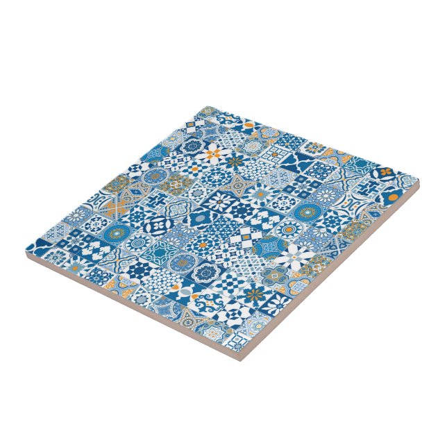 marokkanische Fliesen - blau und orange (Seite)