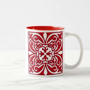 marokkanische Fliesen - dunkelrot und weiß Zweifarbige Tasse