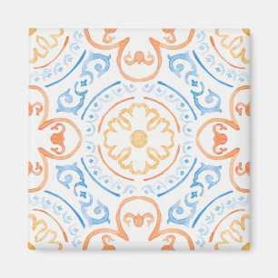 marokkanische Fliesen in blau-orange-farbenem Magn Magnet