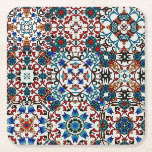 Marokkanische Fliesen, Mosaik, bunte Kunst Rechteckiger Pappuntersetzer