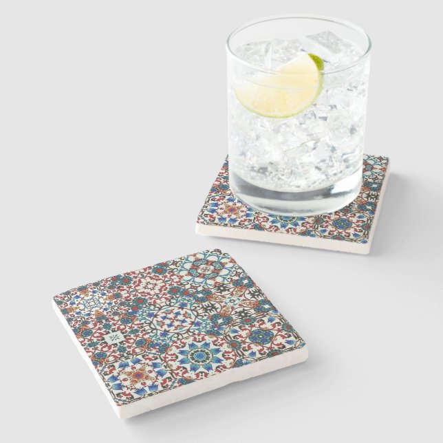 Marokkanische Fliesen, Mosaik, bunte Kunst Steinuntersetzer (Seitenansicht)