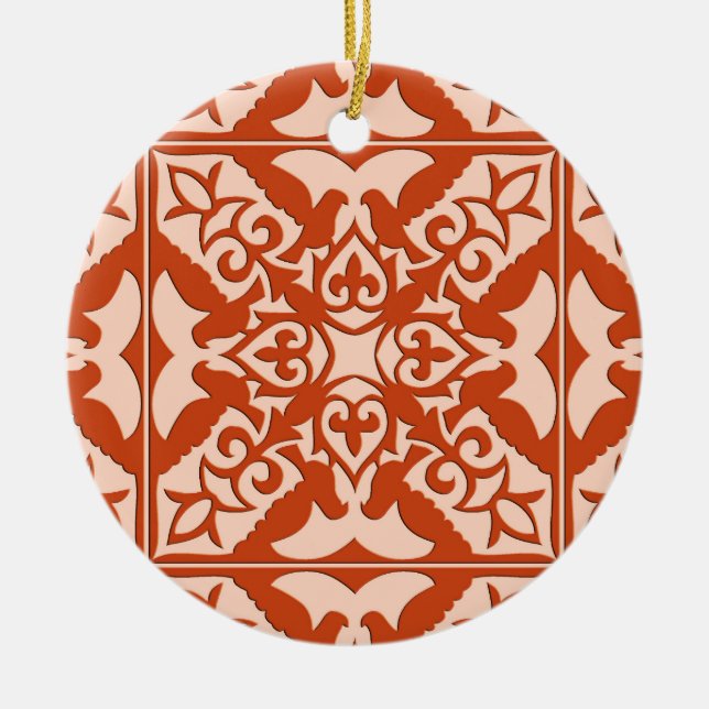marokkanische Fliesen - orange und pfirsichfarben Keramikornament (Vorne)