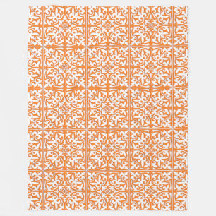 marokkanische Fliesen - orange und weiß Fleecedecke
