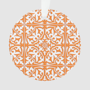marokkanische Fliesen - orange und weiß Ornament