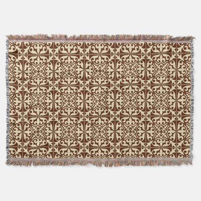 marokkanische Fliesen - schokoladenbraun und beige Decke (Vorderseite)